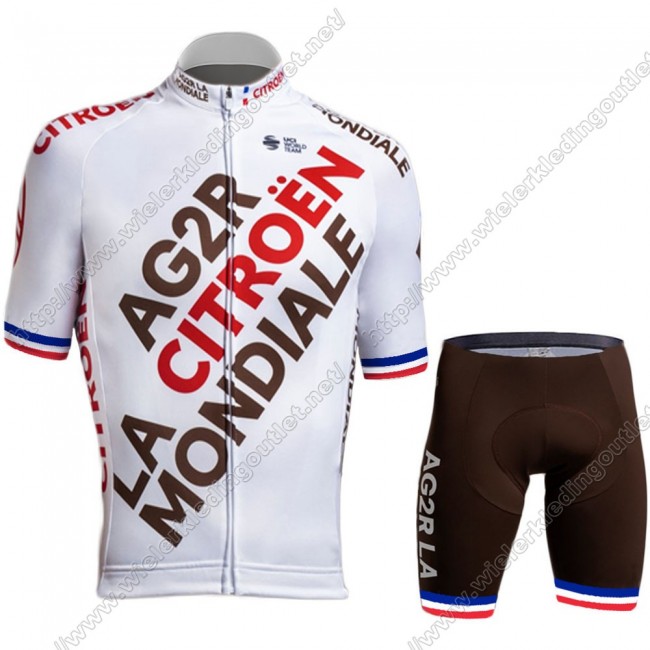 Ag2r Mondiale Citroen 2021 France Team Wielerkleding Fietsshirt Korte Mouw+Korte Fietsbroeken 66