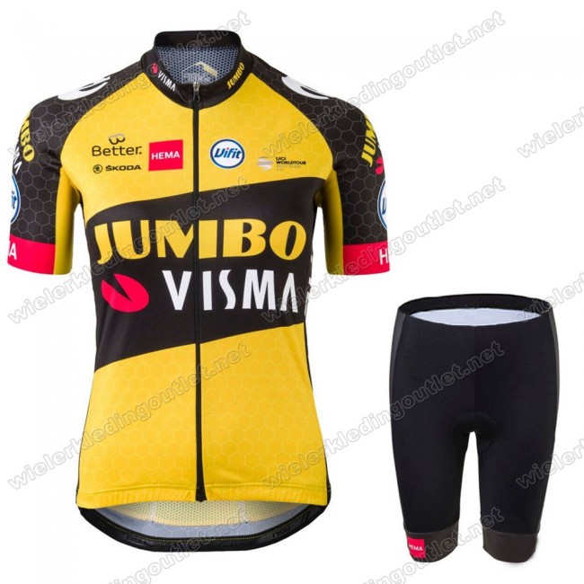 Dames Jumbo Visma Pro Team 2021 Wielerkleding Fietsshirt Korte Mouw+Korte Fietsbroeken Bib 02 20210132