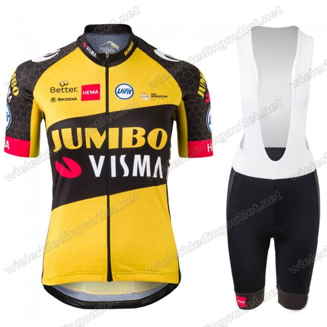 Dames Jumbo Visma Pro Team 2021 Wielerkleding Fietsshirt Korte Mouw+Korte Fietsbroeken 20210130