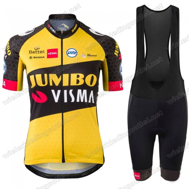 Dames Jumbo Visma Pro Team 2021 Wielerkleding Fietsshirt Korte Mouw+Korte Fietsbroeken Bib 20210131