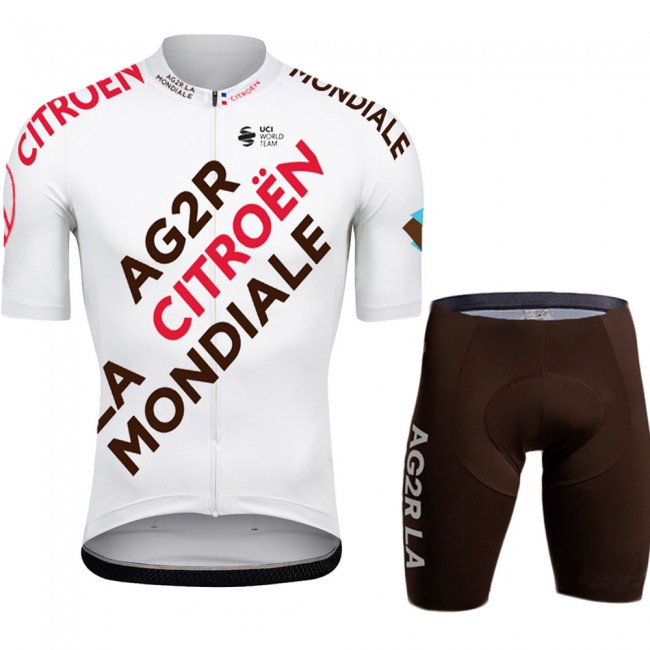 Team Ag2r White Fietskleding Fietsshirt Korte Mouw+Korte Fietsbroeken 202265