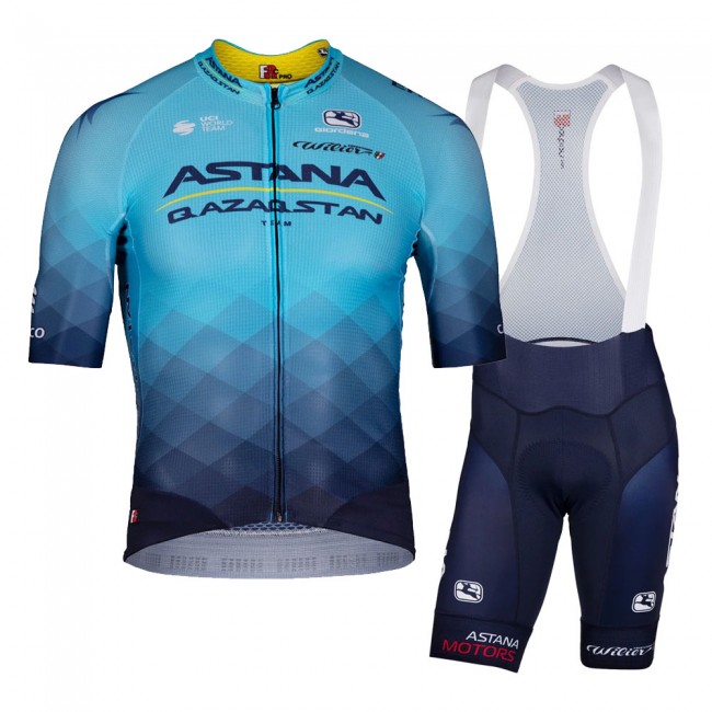 Team ASTANA QAZAQSTAN 2022 Fietskleding Fietsshirt Korte Mouw+Korte Fietsbroeken Bib 2022052918