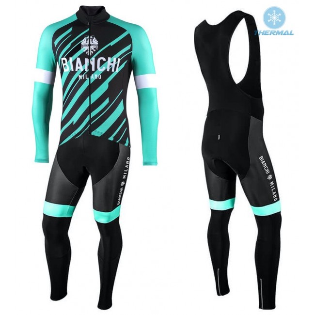 2022 Bianchi Milano Bianzone Green Thermal Fietskleding Fietsshirt Lange Mouw+Lange Fietsbroek Bib Pq9KS