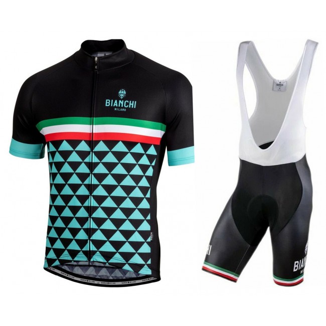 2022 Bianchi Milano Codigoro Black Fietskleding Fietsshirt Korte Mouw+Korte Fietsbroeken Bib PPHnW