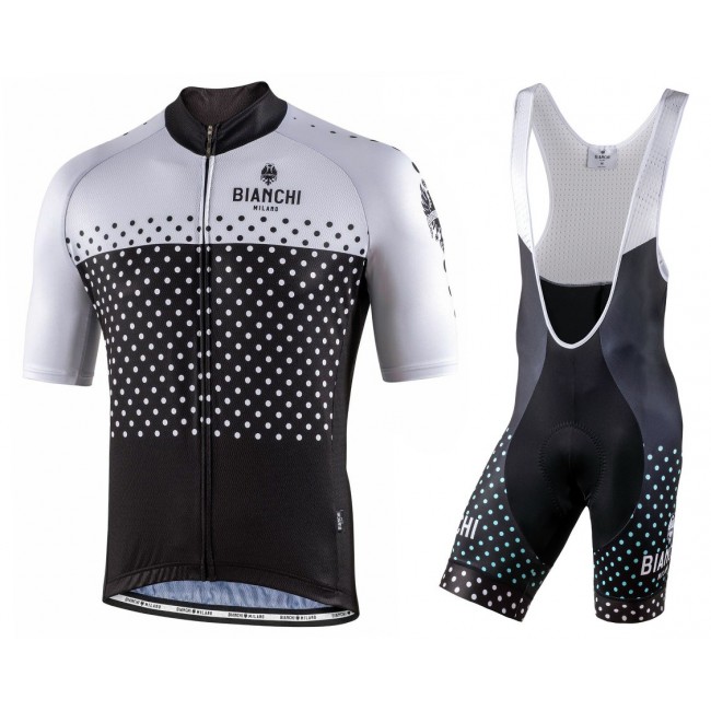 2022 Bianchi Milano Quirra Black White Fietskleding Fietsshirt Korte Mouw+Korte Fietsbroeken Bib oTbdP