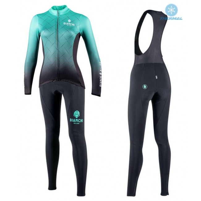 2022 Bianchi Milano Sernio Women Thermal Fietskleding Fietsshirt Lange Mouw+Lange Fietsbroek Bib AOXGF