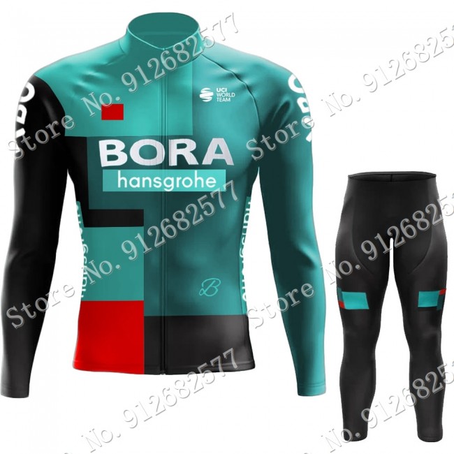 Bora Hansgrohe 2022 Pro Team Fietskleding Fietsshirt Lange Mouw+Lange Fietsbroek 202201074