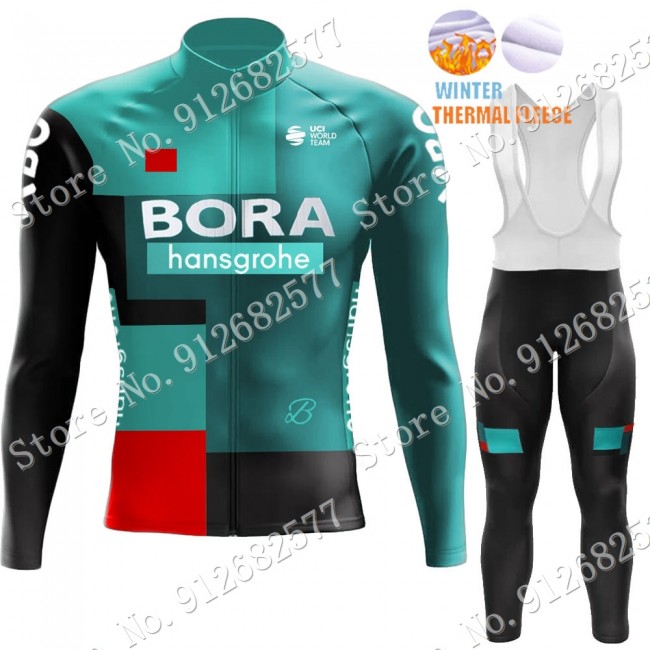 Winter Bora Hansgrohe 2022 Pro Team Fietskleding Fietsshirt Lange Mouw+Lange Fietsbroek Bib 202201082