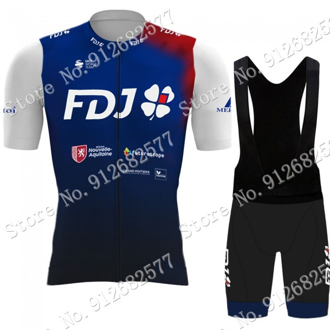 Team FDJ 2022 Fietskleding Fietsshirt Korte Mouw+Korte Fietsbroeken Bib 202201155