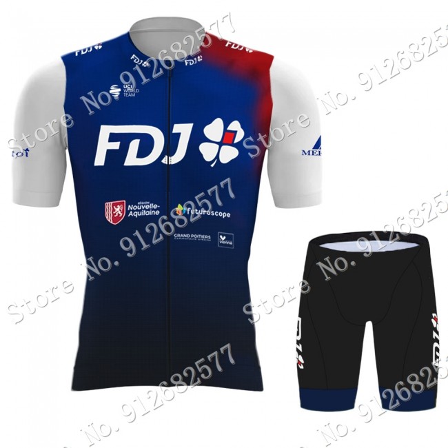 Team FDJ 2022 Fietskleding Fietsshirt Korte Mouw+Korte Fietsbroeken Bib 202201156