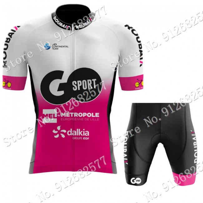 Team go sport roubaix 2022 Fietskleding Fietsshirt Korte Mouw+Korte Fietsbroeken Bib 2022030606