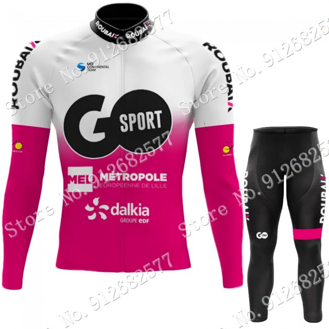 go sport roubaix 2022 Pro Team Fietskleding Fietsshirt Lange Mouw+Lange Fietsbroek Bib 2022030612