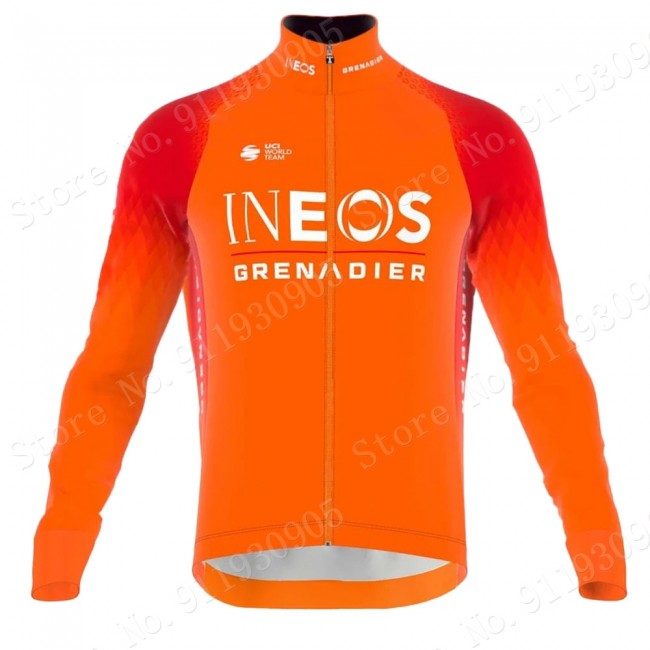 ineos grenadier Tour De France 2022 Team Fietskleding Fietsshirt Lange Mouw Orange 202236
