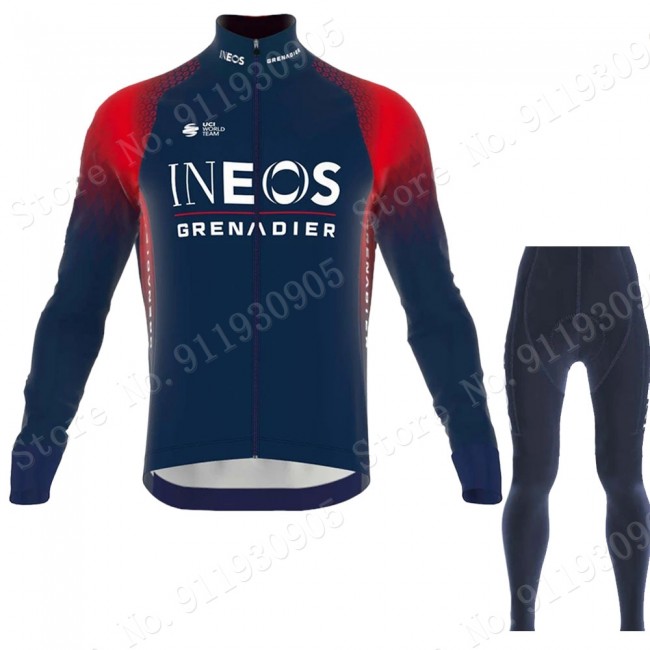 ineos grenadier Tour De France 2022 Team Fietskleding Fietsshirt Lange Mouw+Lange Fietsbroek Bib 202232