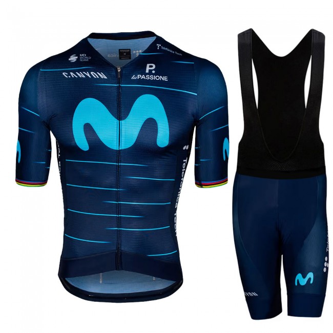 Team Movistar 2022 Fietskleding Fietsshirt Korte Mouw+Korte Fietsbroeken Bib World Champion 2022052929