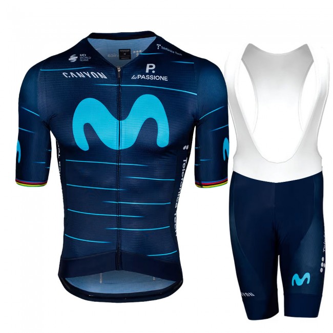 Team Movistar 2022 Fietskleding Fietsshirt Korte Mouw+Korte Fietsbroeken World Champion 2022052927