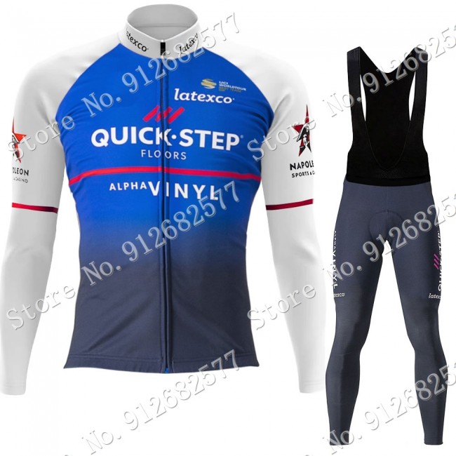 Quick Step Alpha Vinyl 2022 Pro Team Fietskleding Fietsshirt Lange Mouw+Lange Fietsbroek Bib 202201052