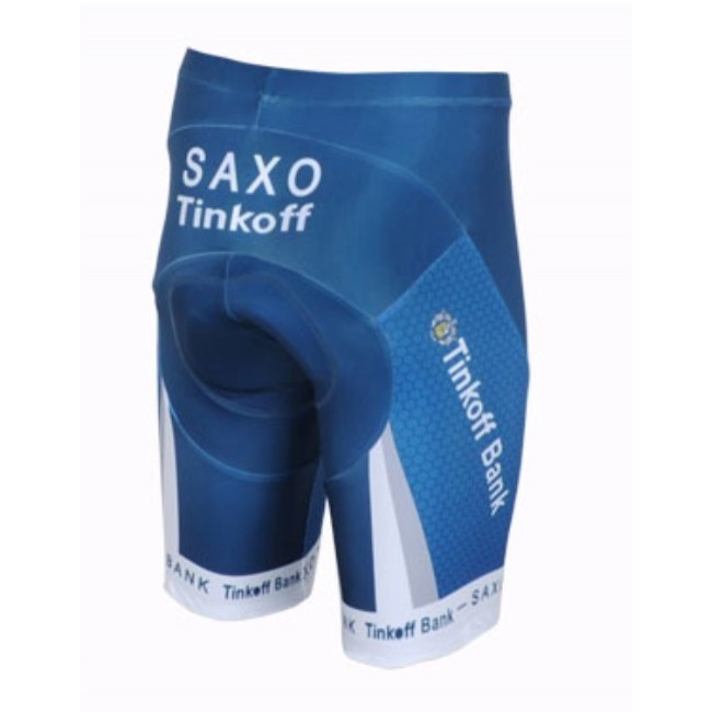 2013 Saxo Bank Tinkoff Pro Team Fietsshirt Korte mouw+Korte fietsbroeken met zeem Kits blauw 732