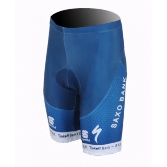 2013 Saxo Bank Tinkoff Pro Team Fietsshirt Korte mouw+Korte fietsbroeken met zeem Kits blauw 727