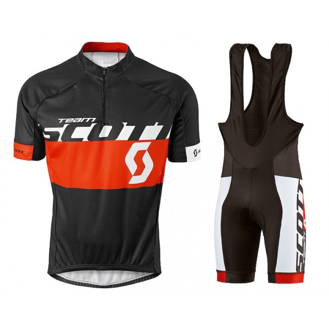 2015 Proteam Scott wit-zwart-rood Fietskleding Set Fietsshirt Korte Mouwen+Fietsbroek Bib Korte 2241