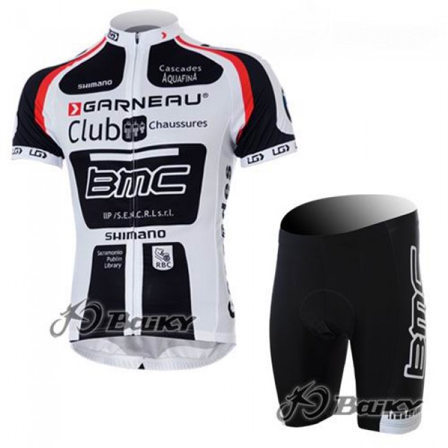 BMC Garneau Team Fietsshirt Korte mouw Korte fietsbroeken met zeem Kits wit 24
