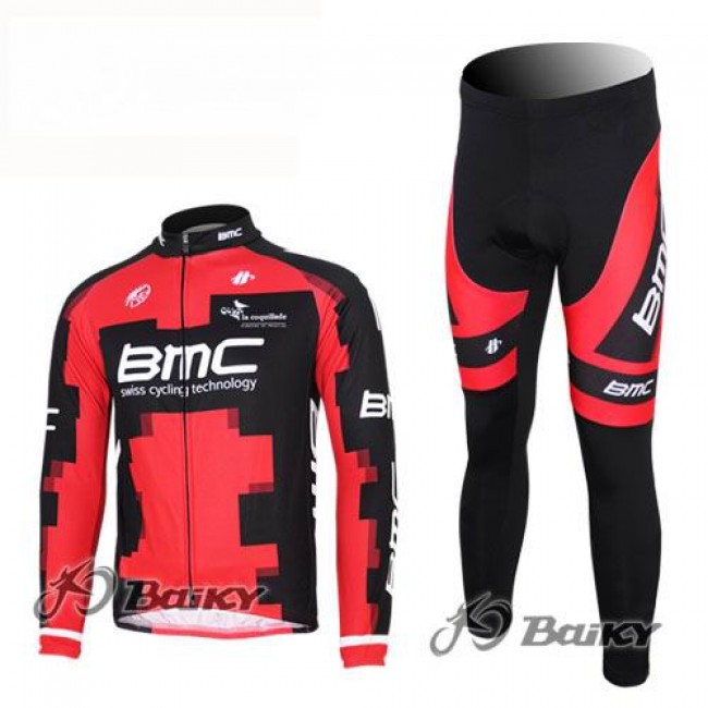 BMC Racing Pro Team Fietspakken Fietsshirt lange mouw+lange fietsbroeken rood 4350
