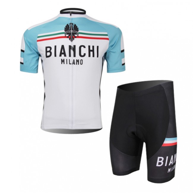 Bianchi 2014 Fietskleding Fietsshirt Korte Mouwen+Fietsbroek Korte zeem wit Blue 831