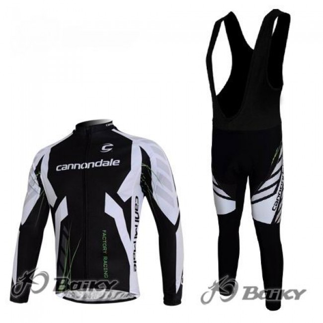 Cannondale Pro Team Fietskleding Fietsshirt Lange Mouwen+lange fietsbroeken Bib zeem zwart wit 49