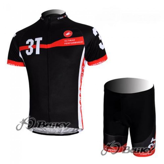 Castelli 3T Fietsshirt Korte mouw Korte fietsbroeken met zeem Kits zwart 4054