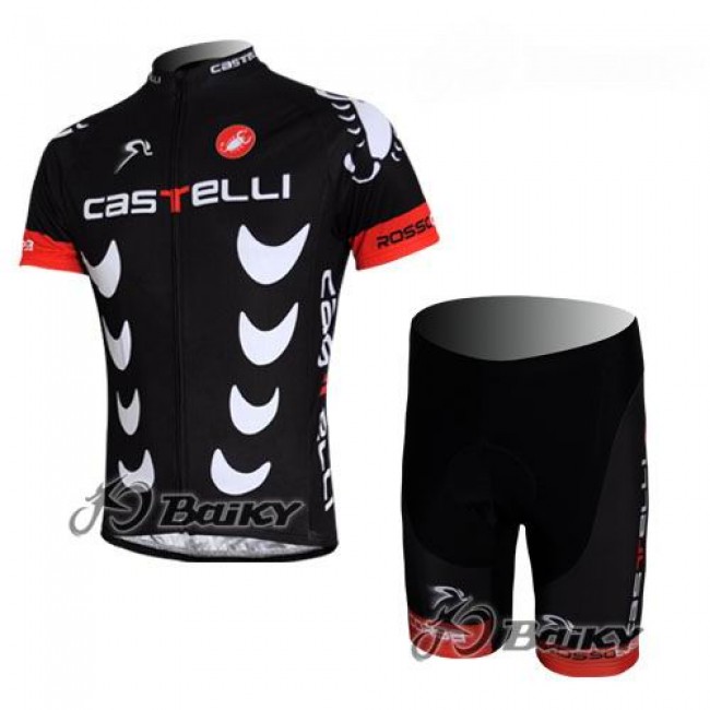 Castelli Pro Team Fietsshirt Korte mouw Korte fietsbroeken met zeem Kits zwart 4067