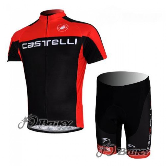 Castelli Pro Team Fietsshirt Korte mouw Korte fietsbroeken met zeem Kits rood 4064