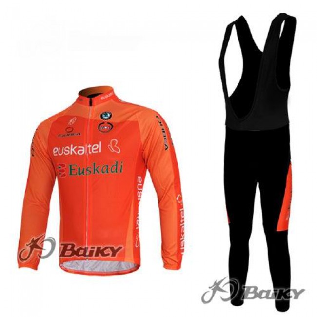 Euskaltel-Euskadi Pro Team Fietskleding Fietsshirt Lange Mouwen+lange fietsbroeken Bib zeem roze 144