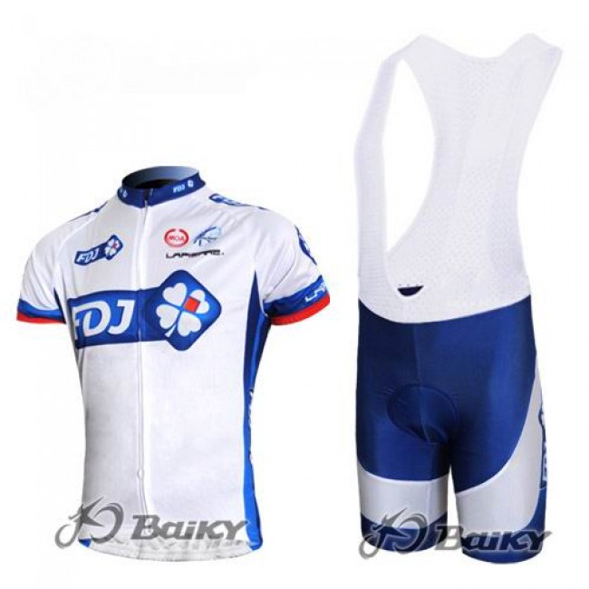 FDJ-BigMat Pro Team Fietsshirt Korte mouw Korte fietsbroeken Bib met zeem Kits wit blauw 4240