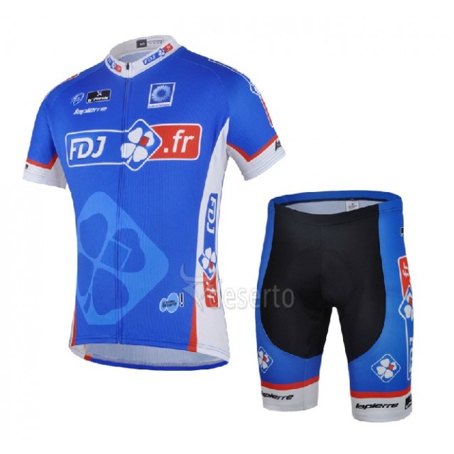 FDJ.fr 2014 Fietskleding Fietsshirt Korte Mouwen+Fietsbroek Korte zeem 955