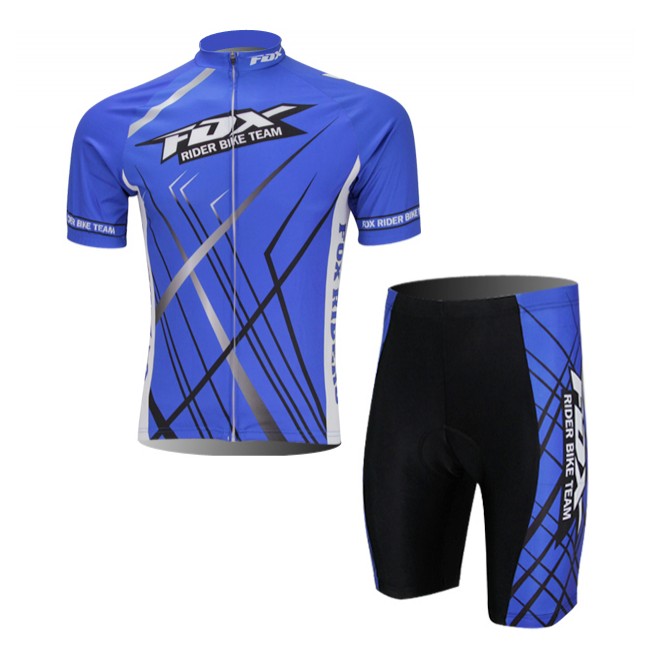 FOX 2014 Fietskleding Fietsshirt Korte Mouwen+Fietsbroek Korte zeem Blue 980