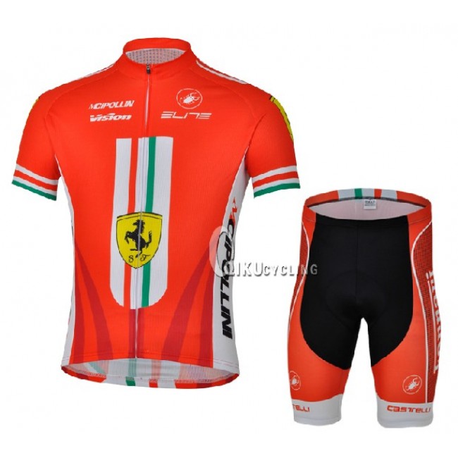 Ferrari Team castelli Cipollini Fietskleding Fietsshirt Korte Mouwen+Fietsbroek Korte zeem 974