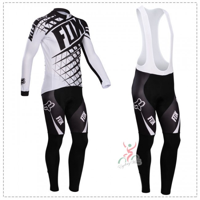 Fox 2014 Fietskleding Fietsshirt Lange Mouwen+lange fietsbroeken Bib Zwart Wit 1006