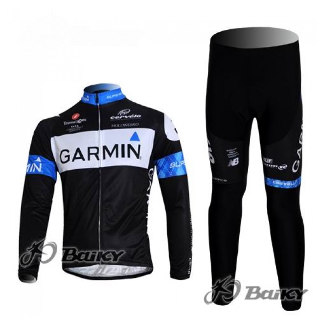 Garmin Barracuda Pro Team Fietspakken Fietsshirt lange mouw+lange fietsbroeken zwart blauw 4366