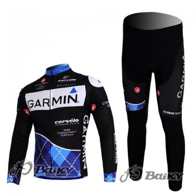 Garmin Cervelo Pro Team Fietspakken Fietsshirt lange mouw+lange fietsbroeken zwart 164