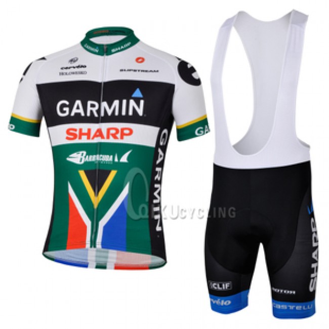 2013 Garmin Sharp Barracuda Zuiden Afrika kampioen Fietspakken Fietsshirt Korte+Korte koersbroeken Bib groen 626