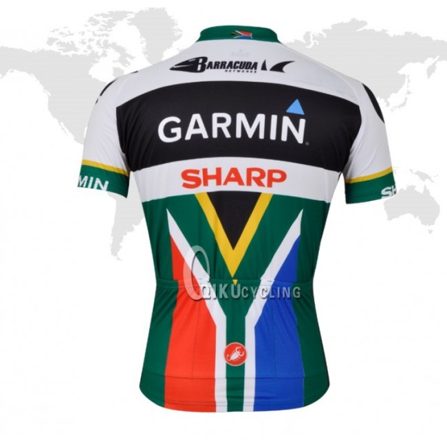 2013 Garmin Sharp Barracuda Zuiden Afrika kampioen Fietsshirt Korte mouw zwart groen 3799