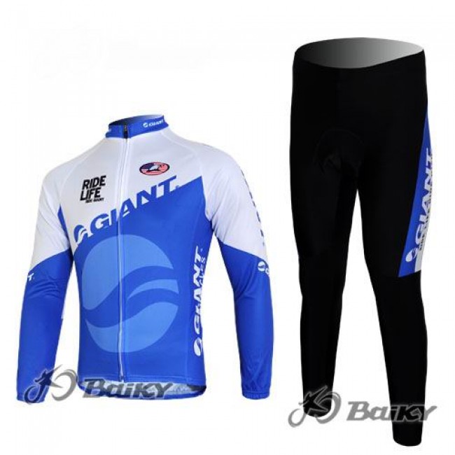 Giant Ride Life Fietspakken Fietsshirt lange mouw+lange fietsbroeken blauw wit 190