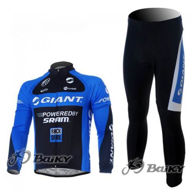 Giant Sram Pro Team Fietspakken Fietsshirt lange mouw+lange fietsbroeken zwart blauw 188