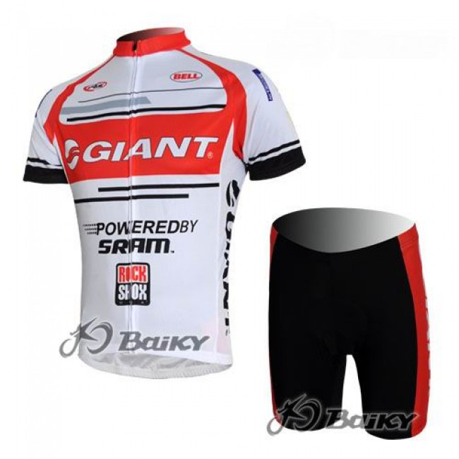 Giant Sram Pro Team Fietsshirt Korte mouw Korte fietsbroeken met zeem Kits rood wit 175