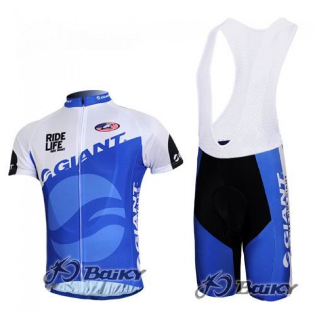 Giant Sram Pro Team Fietsshirt Korte mouw Korte fietsbroeken Bib met zeem Kits blauw wit 4244