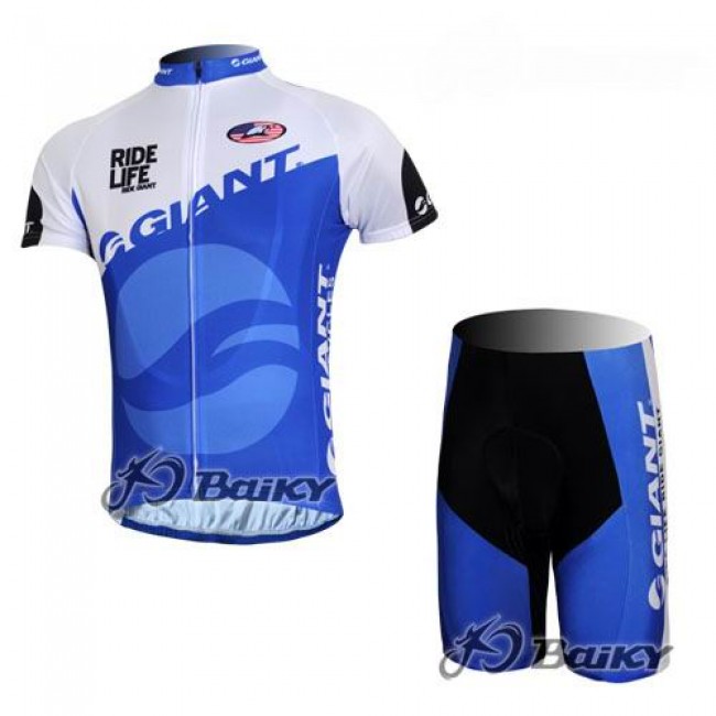 Giant Sram Pro Team Fietsshirt Korte mouw Korte fietsbroeken met zeem Kits blauw wit 4084