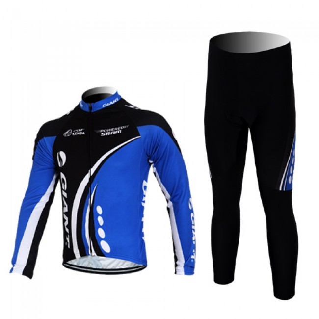 Giant kenda pro Fietspakken Fietsshirt lange mouw+lange fietsbroeken zwart blauw 189