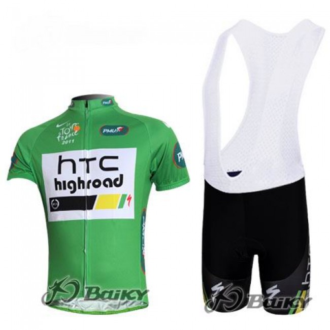 HTC-Highroad Pro Team Fietsshirt Korte mouw Korte fietsbroeken Bib met zeem Kits groen 589