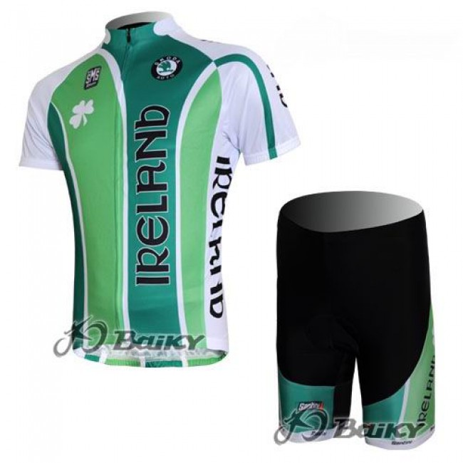 Ierland Pro Team Fietsshirt Korte mouw Korte fietsbroeken met zeem Kits groen 4094