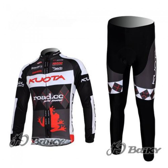 Kuota SRAM Road Pro Team Fietspakken Fietsshirt lange mouw+lange fietsbroeken zwart wit 273